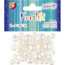 Koraliki plastikowe perłowe, mix 60szt,  PJ-6294, Aliga